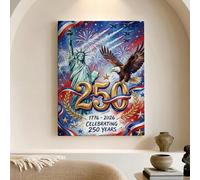 Impression sur toile Patriotic Celebration - Aigle rouge bleu et statue de la liberté - Décoration d'intérieur pour salon, fête, bureau, décoration festive - 30,5 x 40,6 cm