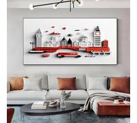 Impression sur Toile Paysage Urbain Londres 80x160 cm Tableau Moderne architecture Big Ben pour Salon, Chambre, Bureau Décoration Murale Sans Cadre