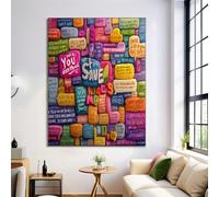 Impression sur Toile Peinture 80x60cm Image sur Toile Mots D'Encouragement Tableau Decoration Murale Citations Inspirantes Impression d'art pour Decoration Chambre Salon Bureau, Multicolore