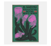 Impression sur Toile Peinture Affiche Éclectique El Maestro Mexique, Cactus en Fleurs, Affiches De Culture Mexicaine Vintage pour La Décoration De La Maison(40x50cm)