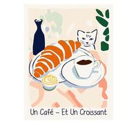 Impression sur Toile Peinture Affiches De Chats Drôles, Jazz Français Et Vin, Loisirs De Lecture, Dessins Animés, Peintures sur Toile, Art Mural, Photos, Décoration De Salon(O,30x40cm)