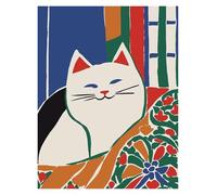 Impression sur Toile Peinture Affiches De Chats Drôles, Jazz Français Et Vin, Loisirs De Lecture, Dessins Animés, Peintures sur Toile, Art Mural, Photos, Décoration De Salon(J,50x70cm)