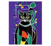 Impression sur Toile Peinture Affiches De Chats Drôles, Jazz Français Et Vin, Loisirs De Lecture, Dessins Animés, Peintures sur Toile, Art Mural, Photos, Décoration De Salon(G,30x40cm)