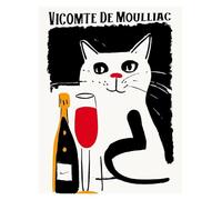 Impression sur Toile Peinture Affiches De Chats Drôles, Jazz Français Et Vin, Loisirs De Lecture, Dessins Animés, Peintures sur Toile, Art Mural, Photos, Décoration De Salon(Q,40x60cm)