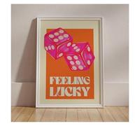 Impression Sur Toile Peinture Affiches De Peinture Sur Toile D'art Mural, Minimaliste Dopamine Éclectique Rose Orange Sentiment De Chance, Affiches Pour Décoration De Salon Et De Maison(40x50cm)