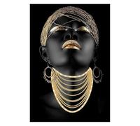 Impression Sur Toile Peinture Affiches Et Impressions Classiques De Femmes Africaines, Gestes Noirs Et Dorés, Peinture Sur Toile Sans Cadre, Images D'art Mural Pour Décoration Intérieure(Q,20x30cm)
