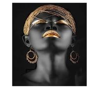 Impression Sur Toile Peinture Affiches Et Impressions Classiques De Femmes Africaines, Gestes Noirs Et Dorés, Peinture Sur Toile Sans Cadre, Images D'art Mural Pour Décoration Intérieure(L,30x40cm)
