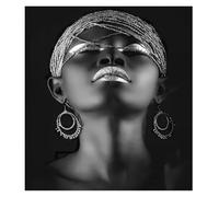 Impression Sur Toile Peinture Affiches Et Impressions Classiques De Femmes Africaines, Gestes Noirs Et Dorés, Peinture Sur Toile Sans Cadre, Images D'art Mural Pour Décoration Intérieure(G,40x60cm)