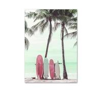 Impression Sur Toile Peinture Affiches Et Impressions Sur Toile Représentant Un Flamant Rose, Un Palmier, Une Plage, Une Ananas Et Des Vagues, Décoration Murale Pour Salon Ou Maison(G,20x30cm)