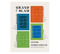 Impression sur Toile Peinture Affiches Minimalistes du Grand Chelem De Tennis Peinture sur Toile Ballon De Sport Australien US Open pour Décoration De Salon Moderne(N,30x42cm)