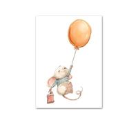 Impression Sur Toile Peinture Affiches Murales Minimalistes Avec Ballon, Renard, Lapin, Souris, Hérisson,style Nordique, Peinture Sur Toile Pour Décoration De Salon Et Maison(Ré,50x70cm)