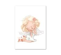 Impression Sur Toile Peinture Affiches Murales Minimalistes Avec Motif Ange Et Fleur, Rose, Colombe Lapin, Pour Salon, Décoration D'intérieur Moderne(E,40x60cm)