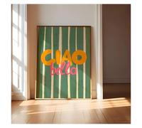 Impression Sur Toile Peinture Ciao Bella, Affiche Vintage Italienne À Rayures Vertes Et Blanches, Peinture Minimaliste Moderne, Art Mural, Décoration D'intérieur(40x60cm)
