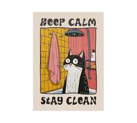 Impression Sur Toile Peinture Impression Sur Toile Abstraite De Chat Drôle, Affiche Vintage, Animal Mignon, Chats, Cuisine, Salle De Bain, Peinture Murale, Décoration D'intérieur(C,20x30cm)
