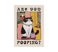 Impression Sur Toile Peinture Impression Sur Toile Abstraite De Chat Drôle, Affiche Vintage, Animal Mignon, Chats, Cuisine, Salle De Bain, Peinture Murale, Décoration D'intérieur(H,20x30cm)