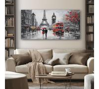 Impression sur Toile Peinture Paris 60x120 cm Sans Cadre Decoration Murale Romantique Couple Peinture Moderne pour Decoration Salon Chambre Cuisine Poster Mural