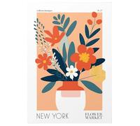 Impression Sur Toile Peinture Peinture Sur Toile Décorative Minimaliste, Affiche D'exposition Du Marché Aux Fleurs, Impressions Modernes Milieu Siècle, Décoration Abstraite(UNE,50x70cm)