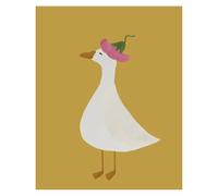 Impression Sur Toile Peinture Peinture Sur Toile Représentant Une Oie Mignonne Et Idiote Avec Des Fleurs, Affiche Imprimée, Art Nordique, Décoration Murale Pour Chambre D'enfant(F,40X50cm)
