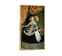 Impression sur Toile Peinture Reproductions de Tableau Célèbre Mariane d'Autriche Poster Peinture sur toile Diego Velázquez Décoration Murale pour Salon et Chambre 110x60cm(43x24in)Cadre doré