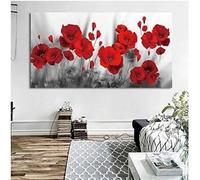 Impression Sur Toile Peintures Coquelicots Romantiques Avec Des Fleurs Rouges Affiches Plantes Et Estampes Décor Sans Cadre 40x80cm