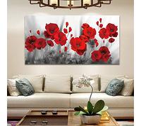 Impression sur Toile Peintures Coquelicots romantiques avec des Fleurs Rouges Affiches Plantes et estampes, Salon Salle à Manger Chambre Décoration Peinture Papiers Peints Pas de Cadre