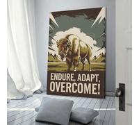 Impression sur toile personnalisée « Force du bison », tableau personnalisé pour famille, animal de compagnie, mariage, amis, vacances, anniversaire, 60 x 90 cm