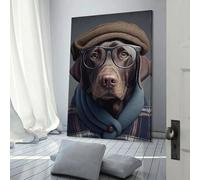 Impression sur toile personnalisée représentant un chien hipster habillé, pour chambre de garçon ou de fille, décoration murale moderne, 50 x 75 cm