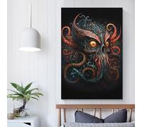 Impression sur toile personnalisée représentant un crâne de poulpe, pour chambre de garçon ou de fille, décoration murale moderne, 50 x 75 cm