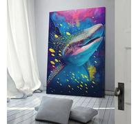 Impression sur toile personnalisée représentant un requin-baleine paisible, pour chambre de garçon ou de fille, décoration murale moderne, 60 x 90 cm