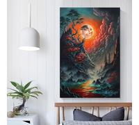 Impression sur toile personnalisée représentant une éclipse lunaire brumeuse, tableau personnalisé pour famille, animal de compagnie, mariage, amis, vacances, anniversaire, 20 x 30 cm