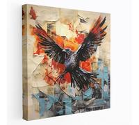Impression sur toile Phoenix Of Rejection - Rejection, Phoenix Rising From The Ashes, œuvre d'art abstraite à médias mixtes, Phoenix de rejet 71,1 x 71,1 cm
