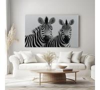 Impression sur Toile Photo Peinture 80x60 cm Tableau Decoration Murale Chambre Salon Maison Cuisine Affiches Art pour Salle de Bain Bureau Surréaliste Portrait HD Animal Zèbre