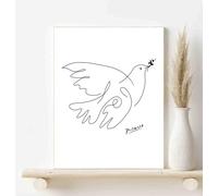 Impression sur toile Picasso - Motif colombe de la paix - Sans cadre - 30 x 45 cm