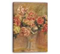 Impression sur toile Pierre Auguste Renoir - Roses dans un vase de fleurs