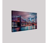 Impression sur toile Pont de Brooklyn 50 x 40 cm Tableau mural New York Décoration murale tendance pour salon chambre