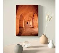 Impression sur toile, porte marocaine, art mural, architecture de Marrakech, affiche bohème, art en terre cuite, décoration d'intérieur (50 x 70 cm, sans cadre)
