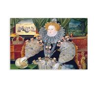 Impression sur toile portrait de George Gower l'Armada - Queen Elizabeth I - Décoration murale pour chambre à coucher, bureau, chambre à coucher, bureau, sans cadre (60 x 90 cm)