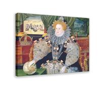 Impression sur toile portrait de George Gower The Armada - Queen Elizabeth I - Décoration murale pour chambre à coucher, bureau, chambre, cadre cadeau (60 x 90 cm)
