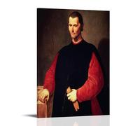 Impression sur toile portrait de Niccolò Machiavel - Décoration murale pour chambre à coucher, bureau, salon - 40 x 60 cm