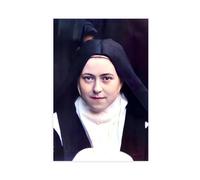 Impression sur toile portrait de Sainte Thérèse de Lisieux en couleur - Décoration murale pour chambre à coucher, bureau, chambre à coucher, bureau, cadeau - 30 x 45 cm