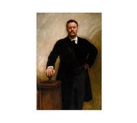 Impression sur toile portrait de Theodore Roosevelt par John Singer Sargent - Décoration murale pour chambre à coucher, bureau, chambre à coucher, bureau, sans cadre - 40,6 x 61 cm
