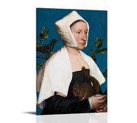 Impression sur toile portrait d'une dame avec un écureuil et un étourneau, par Hans Holbein The Younger, décoration murale pour chambre à coucher, salon - 50 x 75 cm