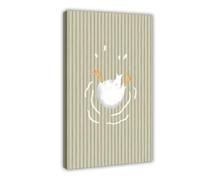 Impression sur toile pour chambre d'enfant Motif oie rayée vert sauge 20 x 30 cm