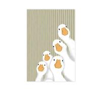 Impression sur toile pour chambre d'enfant Motif oie rayée vert sauge 20 x 30 cm