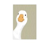 Impression sur toile pour chambre d'enfant Motif oie rayée vert sauge 60 x 90 cm