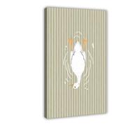 Impression sur toile pour chambre d'enfant Motif oie rayée vert sauge 60 x 90 cm
