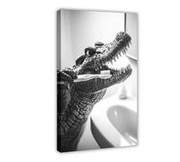 Impression sur toile pour décoration murale de salon, chambre à coucher, motif crocodile qui se brosse, 50 x 75 cm