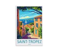 Impression sur toile pour passionné de paysage urbain de Saint-Tropez - 30 x 45 cm