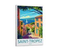 Impression sur toile pour passionné de paysage urbain de Saint-Tropez - 30 x 45 cm