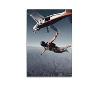Impression sur toile réaliste de parachutisme - Décoration murale moderne pour chambre à coucher - 30 x 45 cm